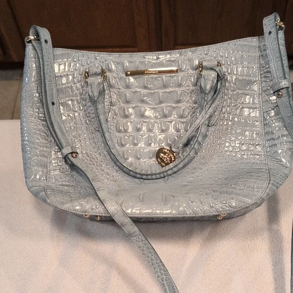 Brahmin Light Blue Croc-Embossed Satchel - Picture 2 of 3